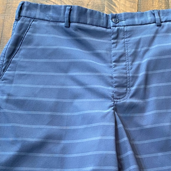 Pebble Beach Dry Luxe Performance Mens Golf Shorts Blue Striped Sz 36 Flat Front - Picture 4 of 5